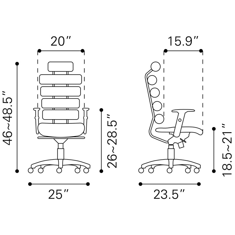 Zuo Unico 205050 Office Chair - Black IMAGE 9