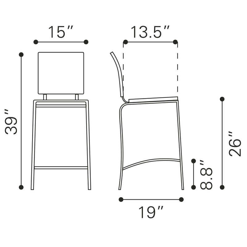 Zuo Criss Cross Counter Height Dining Chair 333062 IMAGE 8