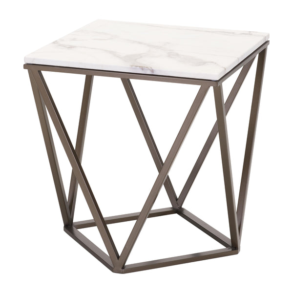 Zuo Tintern 100658 End Table - White & Antique Bronze IMAGE 1