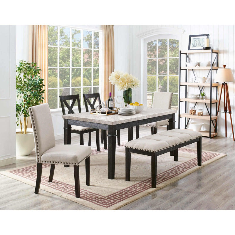 Elements International Greystone Dining Table with Marble Top DGS100DT IMAGE 3