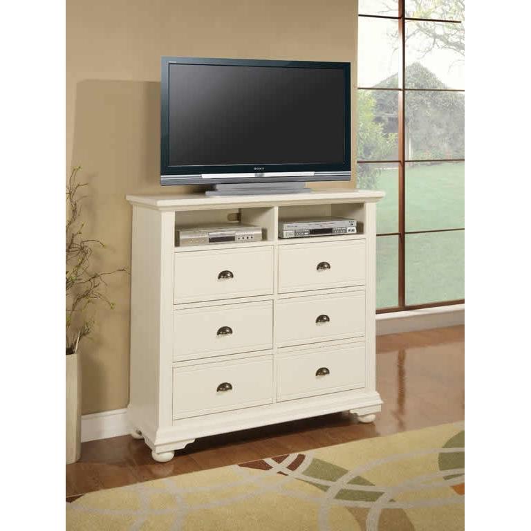 Elements International Brook White 6-Drawer Media Chest BP700TVW IMAGE 1