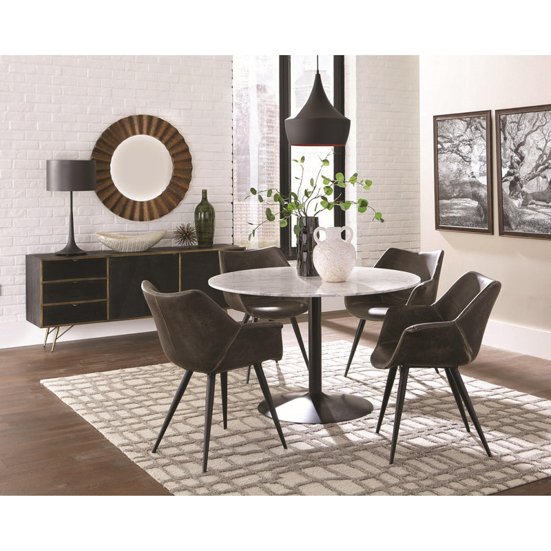 Coaster Furniture Round Bartole Dining Table with Marble Top and Pedestal Base 108020 IMAGE 3