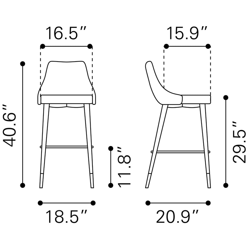 Zuo Piccolo Pub Height Dining Chair 101098 IMAGE 8