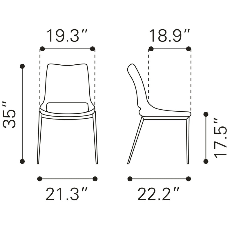 Zuo Ace 101282 Dining Chair - Brown & Walnut IMAGE 9