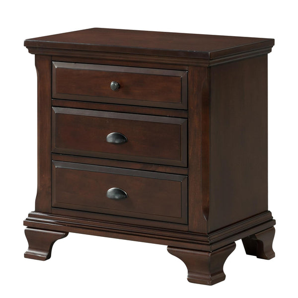 Elements International Canton Cherry 3-Drawer Nightstand CN600NS IMAGE 1