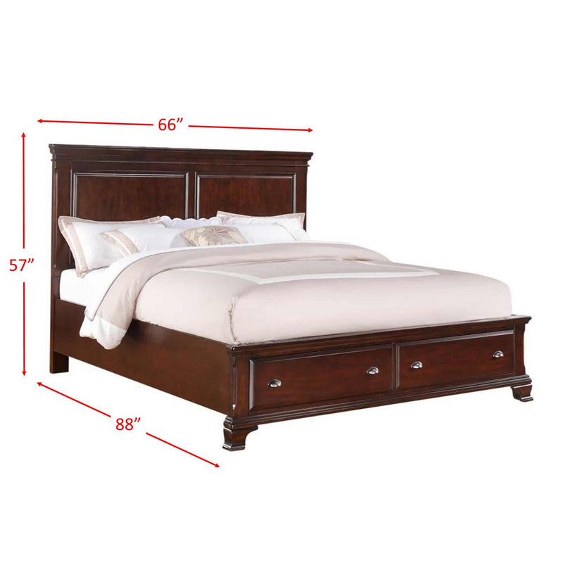 Elements International Canton Cherry Queen Bed with Storage CN350QB IMAGE 3