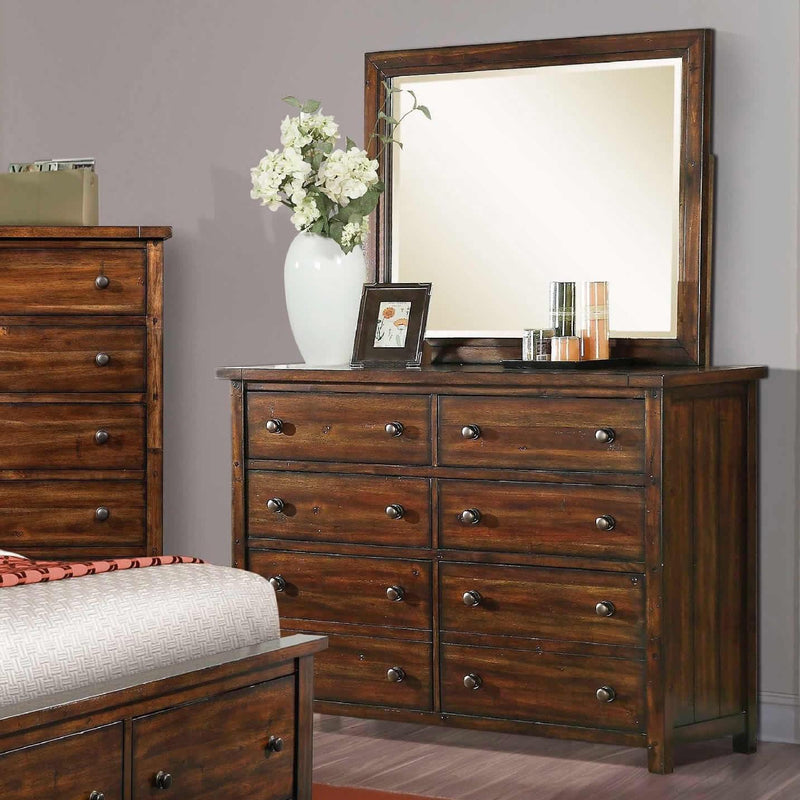 Elements International Dawson Creek 8-Drawer Dresser with Mirror DS600DRMR IMAGE 3