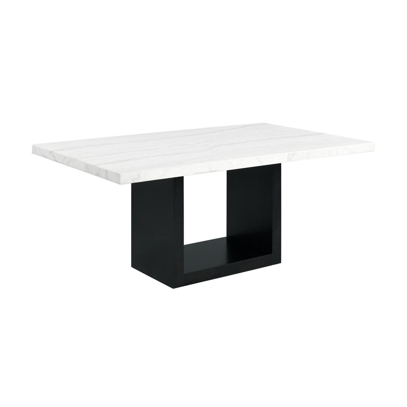 Elements International Valentino Dining Table with Marble Top and Pedestal Base CVL500DTB IMAGE 1