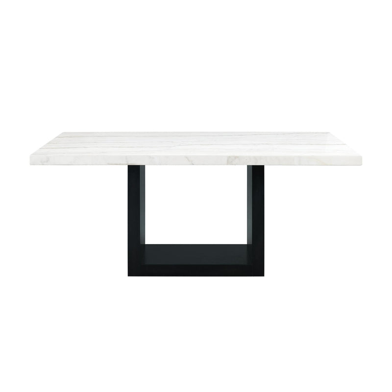 Elements International Valentino Dining Table with Marble Top and Pedestal Base CVL500DTB IMAGE 2