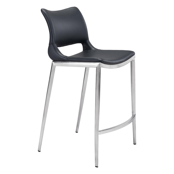 Zuo Ace 101391 Counter Stool - Black & Silver IMAGE 1