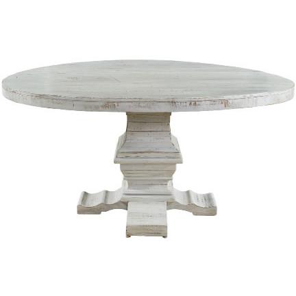 Elements International Round Condesa White Dining Table with Pedestal Base MDCD700DRDTB/MDCD700RDDTT IMAGE 1