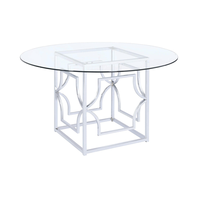 Coaster Furniture Round Starlight Dining Table with Glass Top and Pedestal Base 192561/CP54RD-10 IMAGE 1