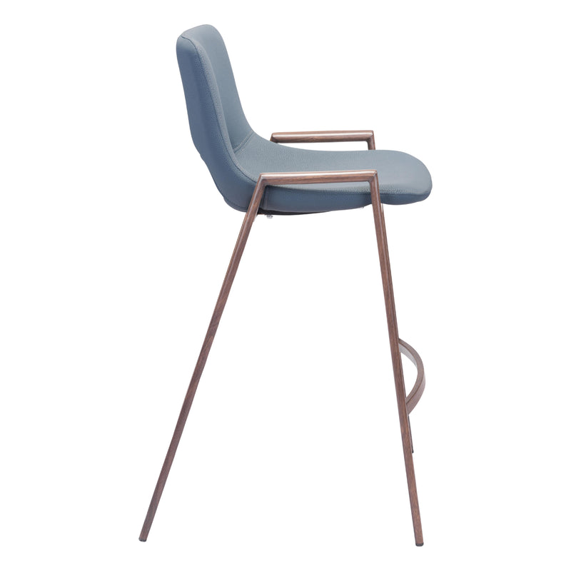 Zuo Desi 101692 Counter Stool - Azure Grey & Walnut IMAGE 2