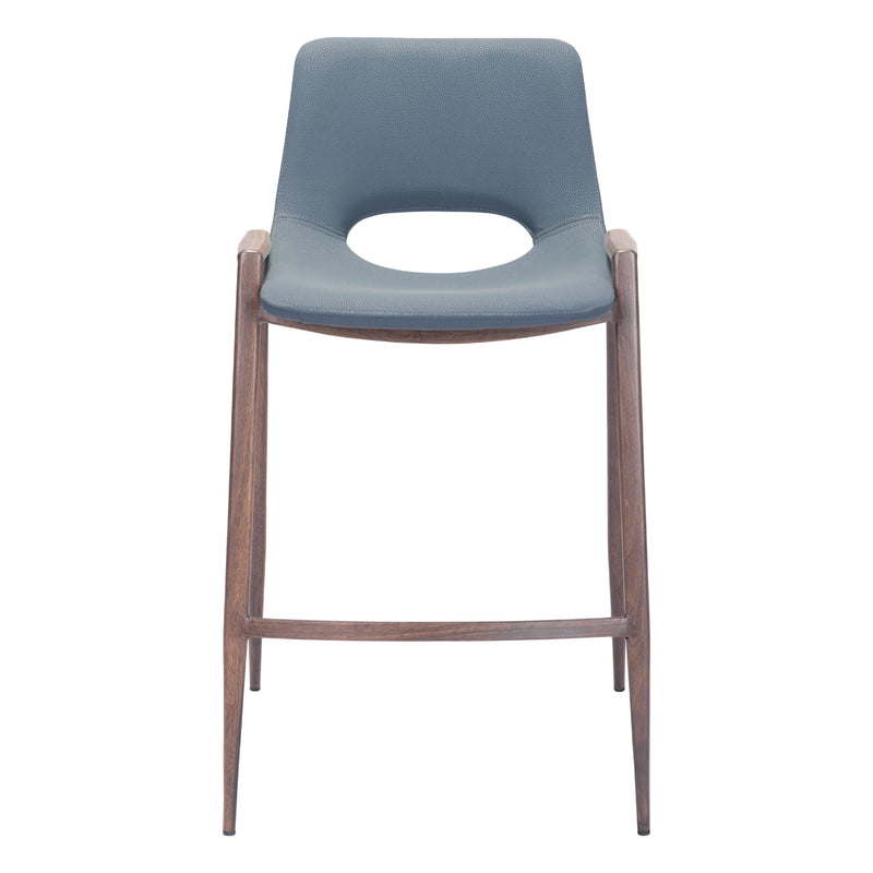 Zuo Desi 101692 Counter Stool - Azure Grey & Walnut IMAGE 3