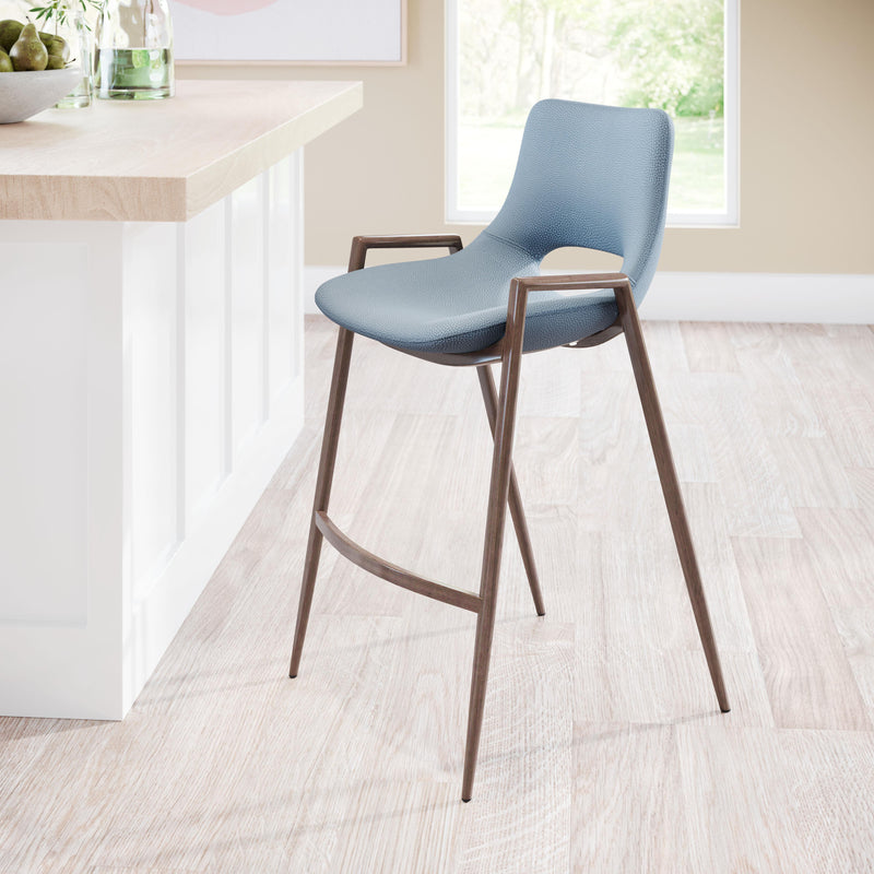 Zuo Desi 101692 Counter Stool - Azure Grey & Walnut IMAGE 7