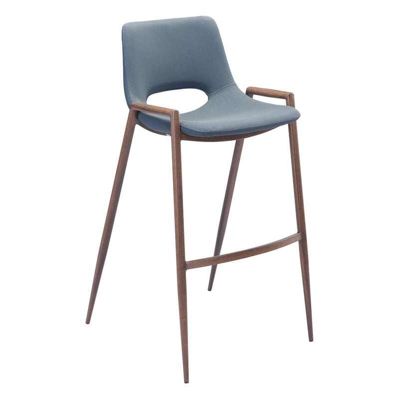 Zuo Desi 101698 Barstool - Azure Grey & Walnut IMAGE 1