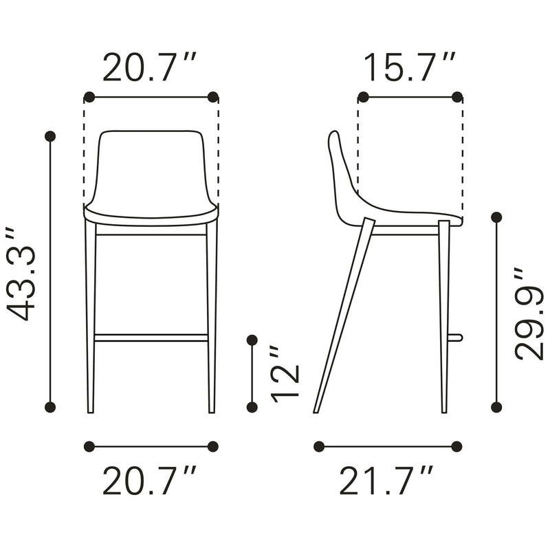 Zuo Magnus Pub Height Stool 101923 IMAGE 8