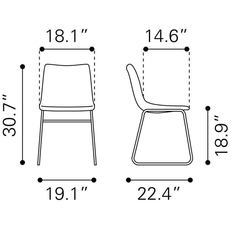 Zuo Smart 101995 Dining Chair - Charcoal IMAGE 12