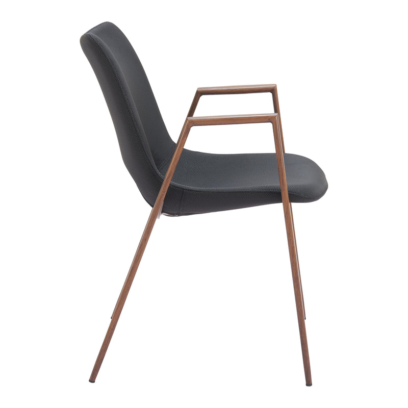 Zuo Desi 101694 Dining Chair - Black & Walnut IMAGE 2