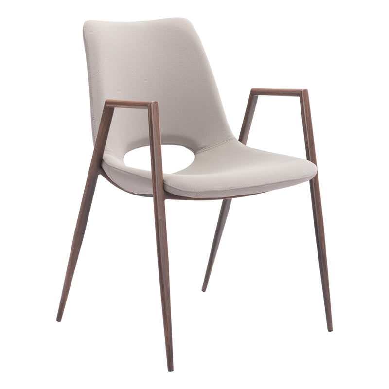 Zuo Desi 101696 Dining Chair - Beige & Walnut IMAGE 1