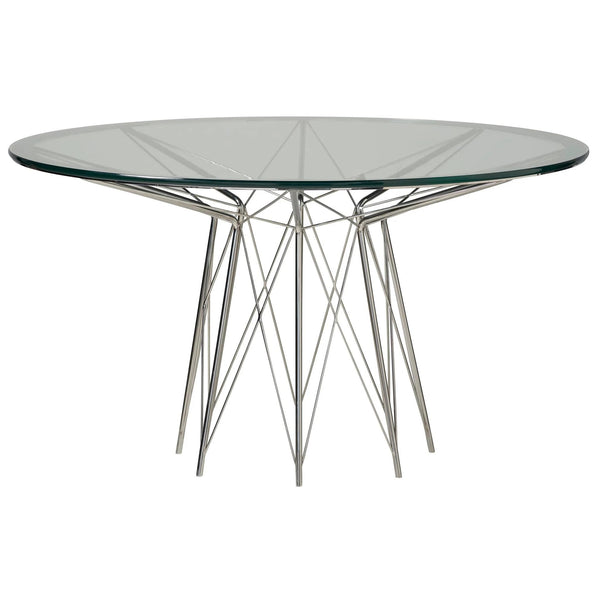 Universal Furniture Axel Dining Table with Glass Top and Pedestal Base 964757-TAB/964757-BASE IMAGE 1