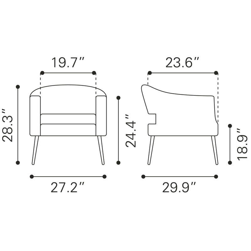 Zuo Berkeley 109051 Accent Chair - Vintage Brown IMAGE 10