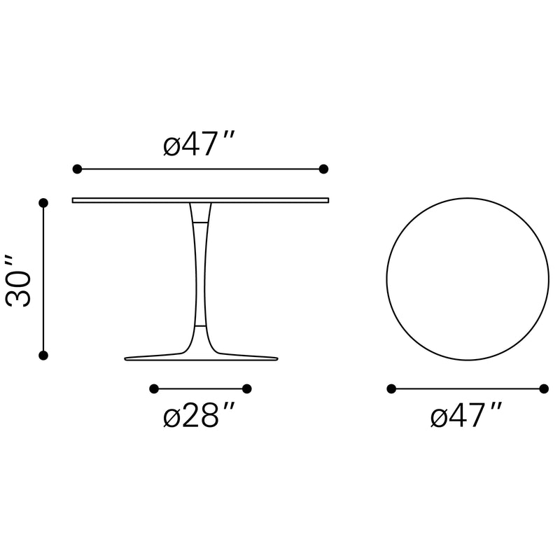 Zuo Round Taj Dining Table with Marble Top and Pedestal Base 109095 IMAGE 12