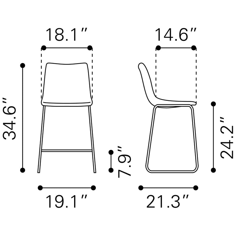 Zuo Smart 109324 Counter Stool - Charcoal IMAGE 11