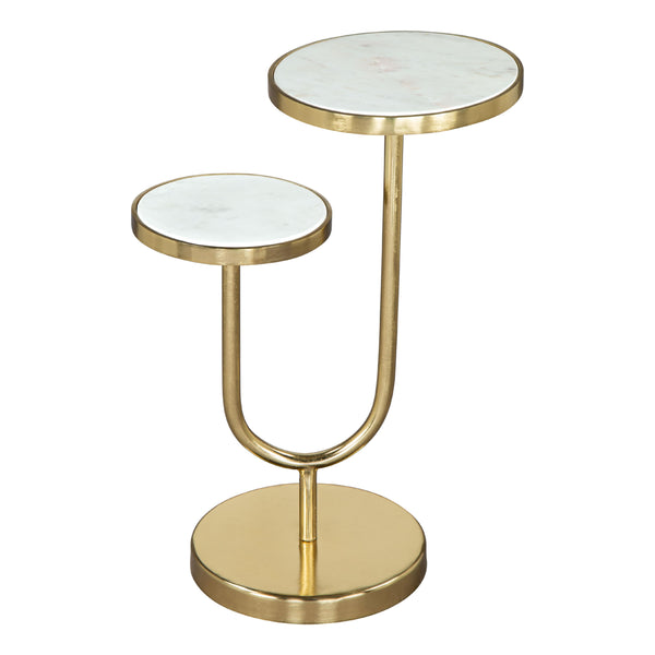 Zuo Marc 109354 Side Table - White & Gold IMAGE 1