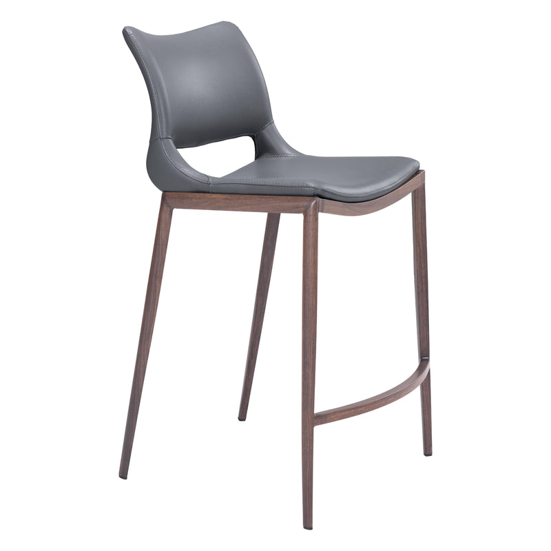 Zuo Ace 109390 Counter Stool - Dark Grey & Walnut IMAGE 1