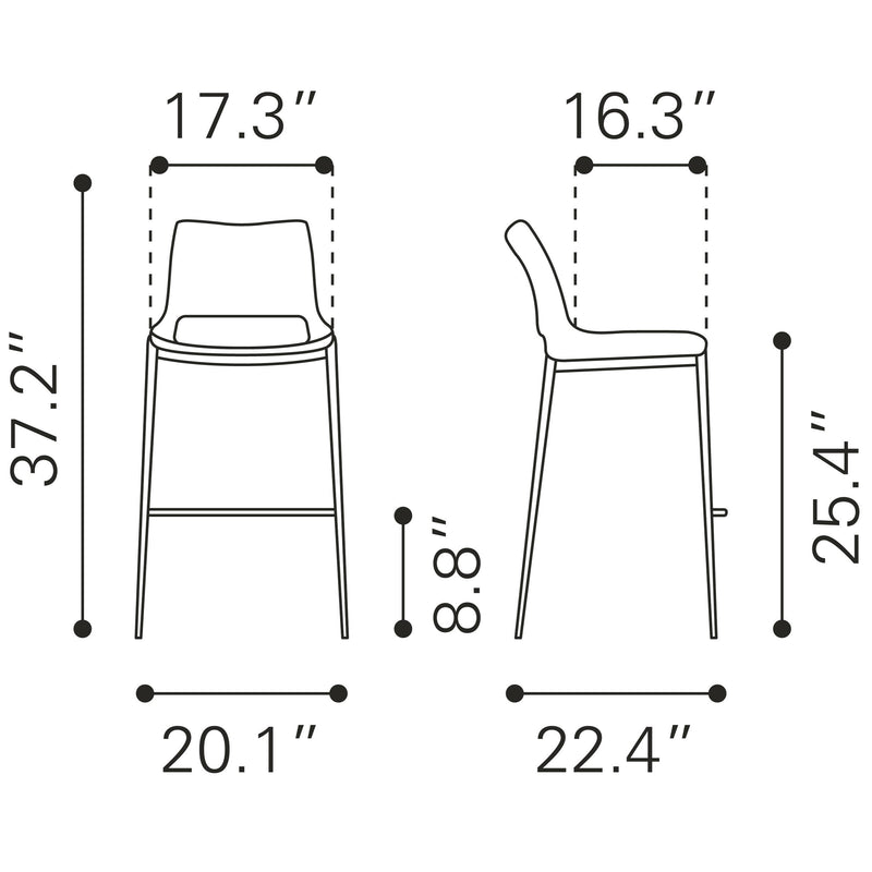 Zuo Ace 109390 Counter Stool - Dark Grey & Walnut IMAGE 8