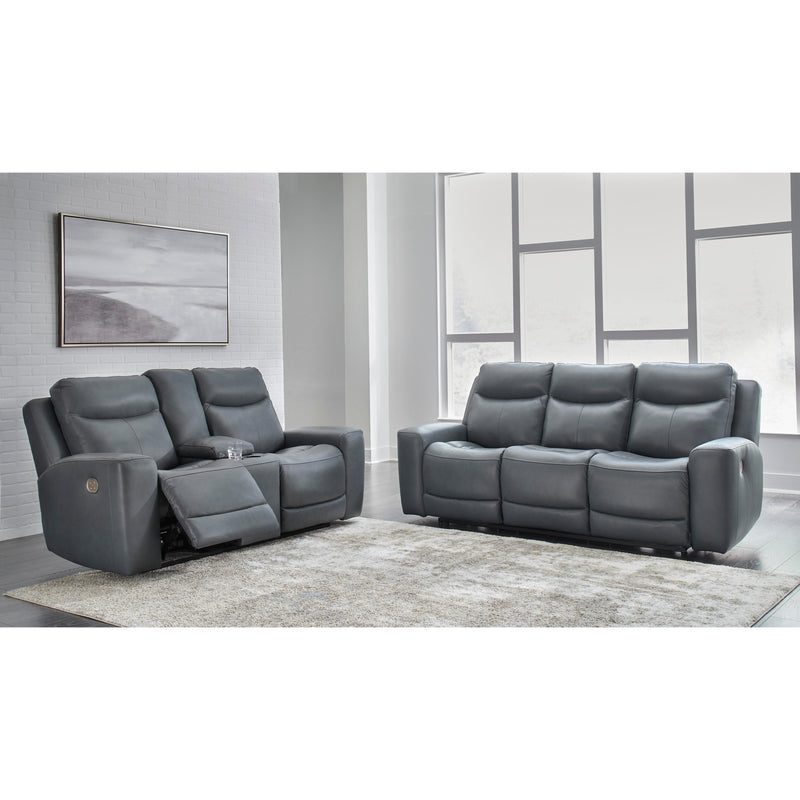 Signature Design by Ashley Mindanao Power Reclining Leather Match Loveseat U5950418 IMAGE 11