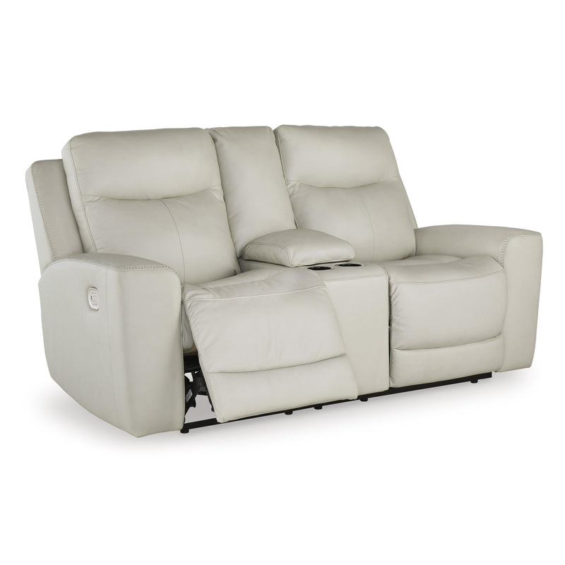 Signature Design by Ashley Mindanao Power Reclining Leather Match Loveseat U5950518 IMAGE 2