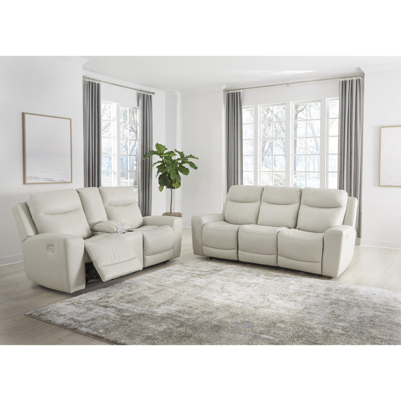 Signature Design by Ashley Mindanao Power Reclining Leather Match Loveseat U5950518 IMAGE 9