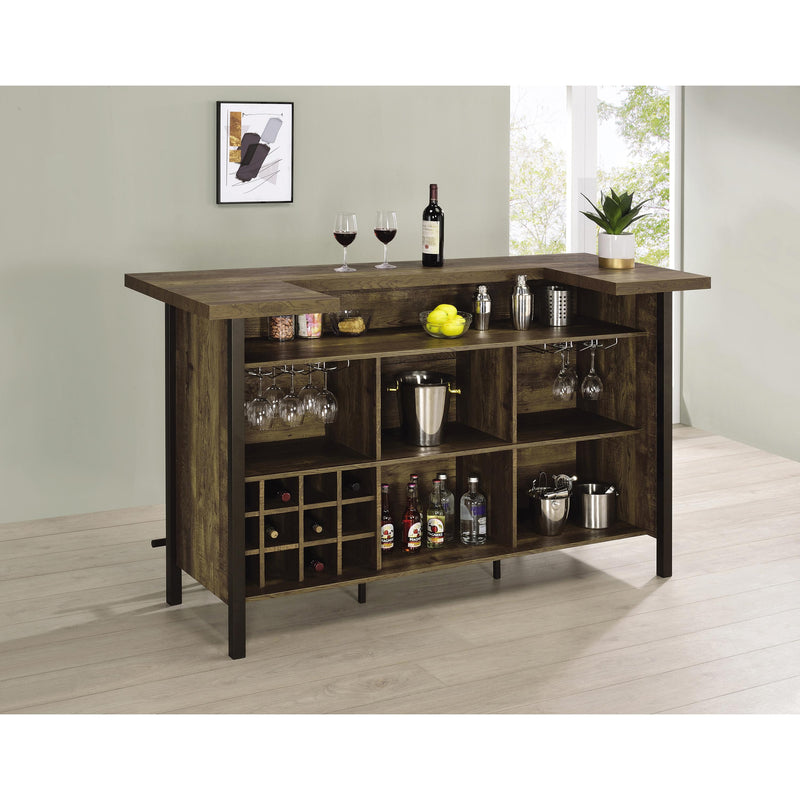 Coaster Furniture Bellemore 182104 Rectangular Storage Bar Unit - Rustic Oak IMAGE 4