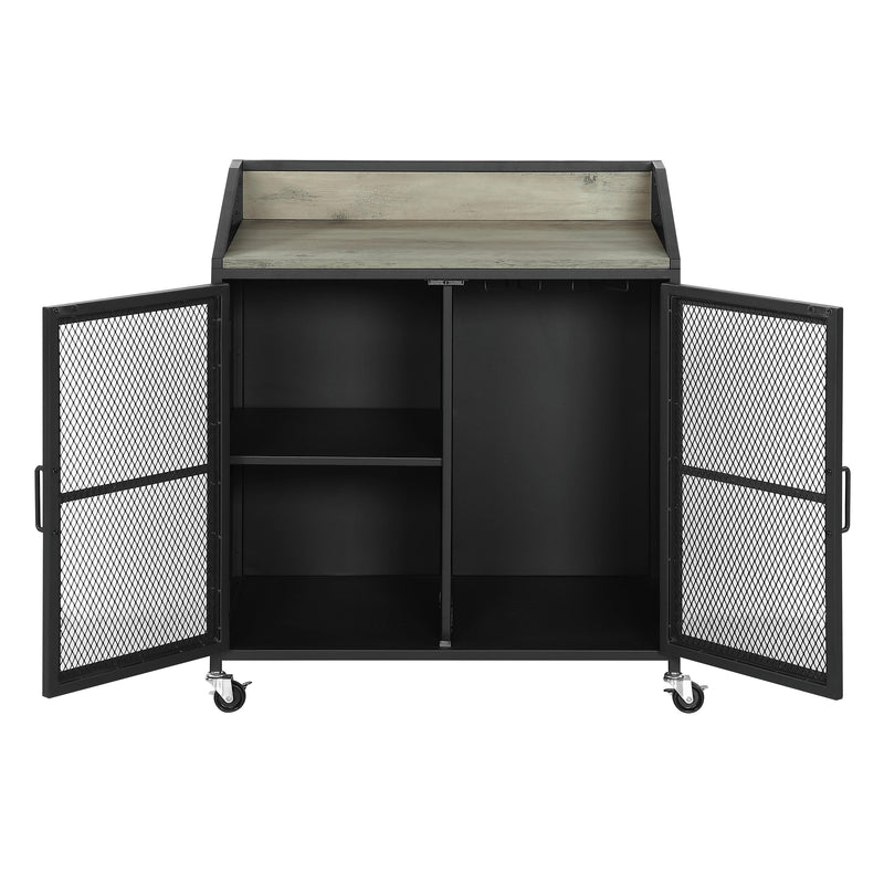 Coaster Furniture Arlette 183476 Wine Cabinet with Wire Mesh Doors - Grey Wash/Sandy Black IMAGE 4