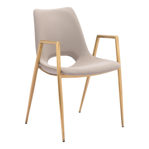 Zuo Desi 109731 Dining Chair - Beige & Gold IMAGE 1