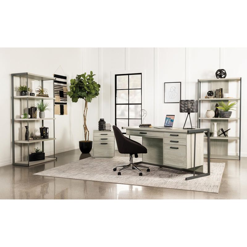 Coaster Furniture Loomis 805881 4-drawer Rectangular Office Desk Whitewashed - Grey/Gunmetal IMAGE 2