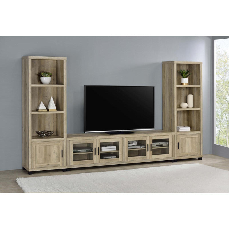 Coaster Furniture Sachin 736283-SET 3-piece Entertainment Center with 79" TV Stand - Antique Pine IMAGE 2