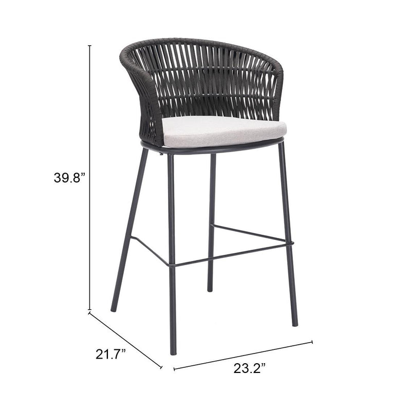 Zuo Freycinet 703989 Barstool - Black IMAGE 10