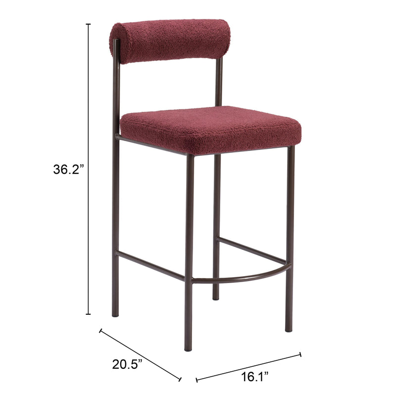 Zuo Livorno 109813 Counter Stool - Red & Bronze IMAGE 9