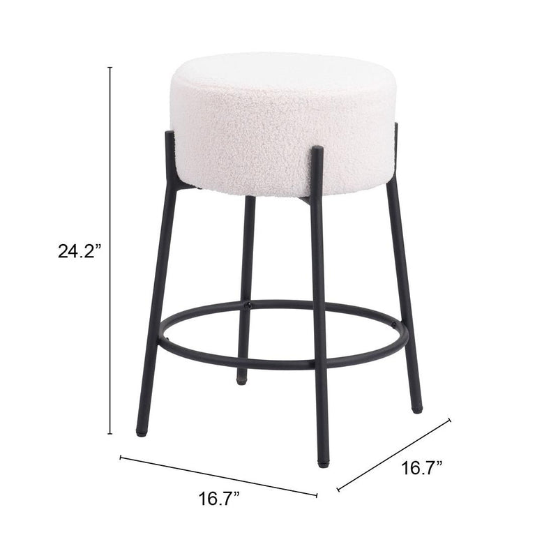 Zuo Blanche 109741 Counter Stool - Ivory IMAGE 6