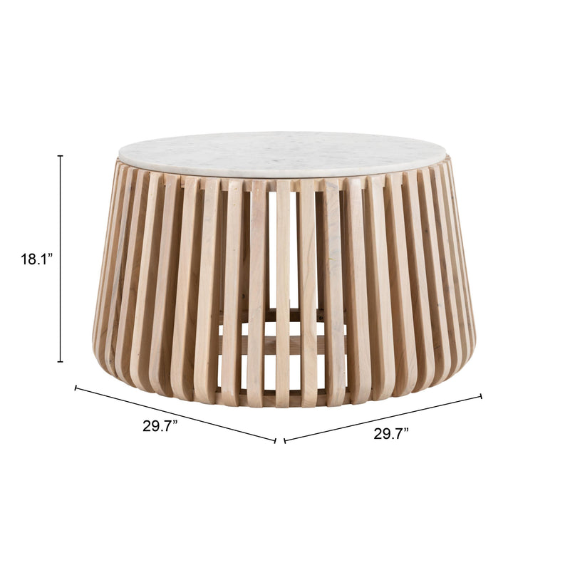 Zuo Cyprus 109914 Coffee Table - White & Natural IMAGE 6