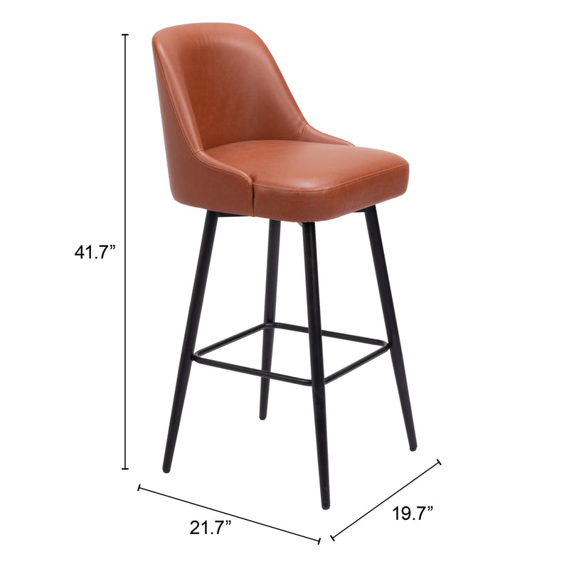 Zuo Keppel 109974 Swivel Barstool - Brown IMAGE 10