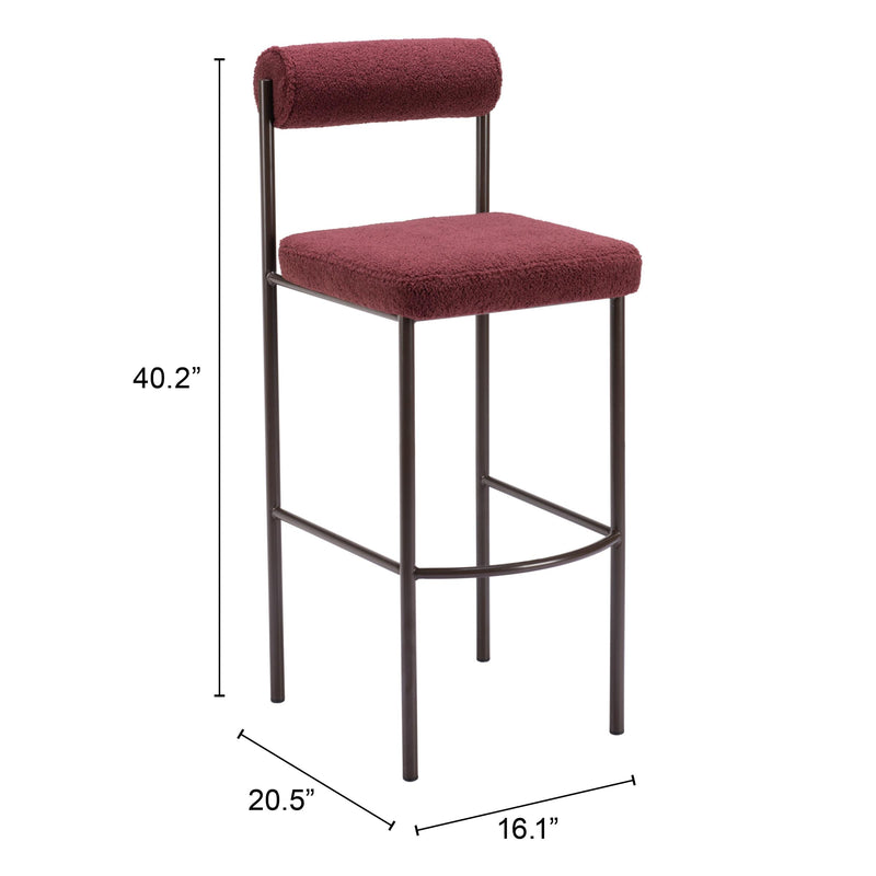 Zuo Livorno 109814 Barstool - Red & Bronze IMAGE 10