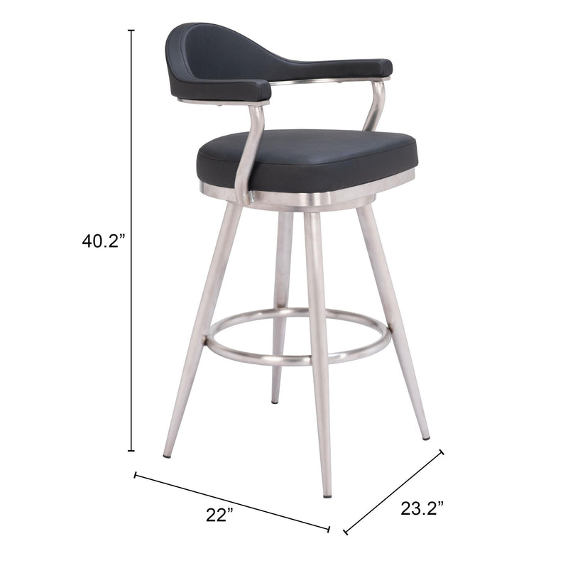 Zuo Vagur 110045 Swivel Barstool - Black IMAGE 10