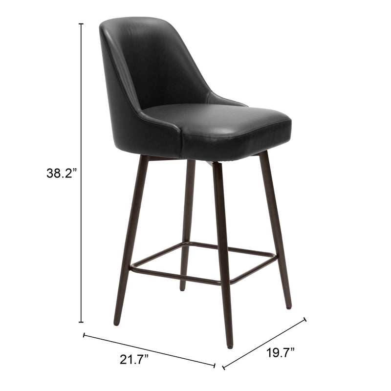 Zuo Keppel 109973 Swivel Counter Stool - Black & Bronze IMAGE 10