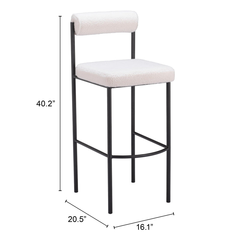 Zuo Livorno 109812 Barstool - Ivory IMAGE 10