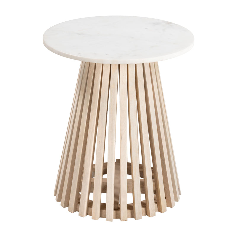 Zuo Mazara 109862 Side Table - White & Natural IMAGE 2