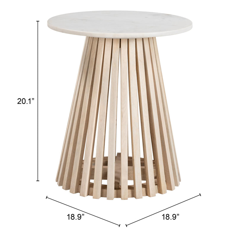 Zuo Mazara 109862 Side Table - White & Natural IMAGE 7